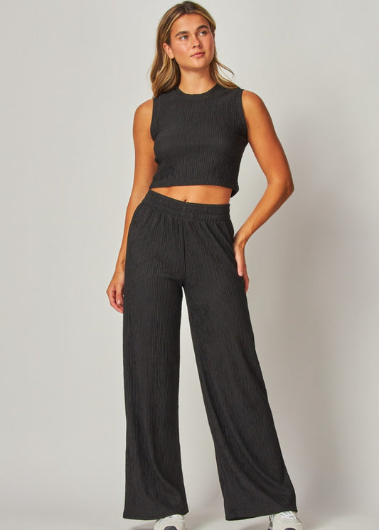 2 PC Set Negro | Tank Top | Elastic waistband pull on wide leg pants