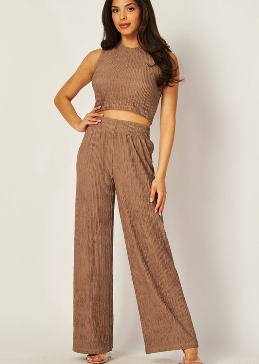 2 PC Set | Tank Top | Elastic waistband pull on wide leg pants