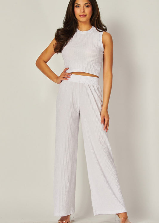 2 PC Set | Tank Top | Elastic waistband pull on wide leg pants