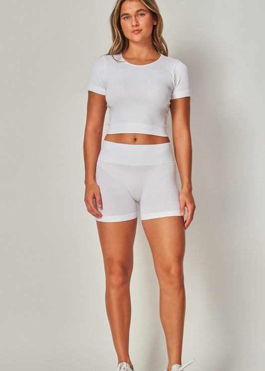 Seamless Ribbed Workout Mini Shorts