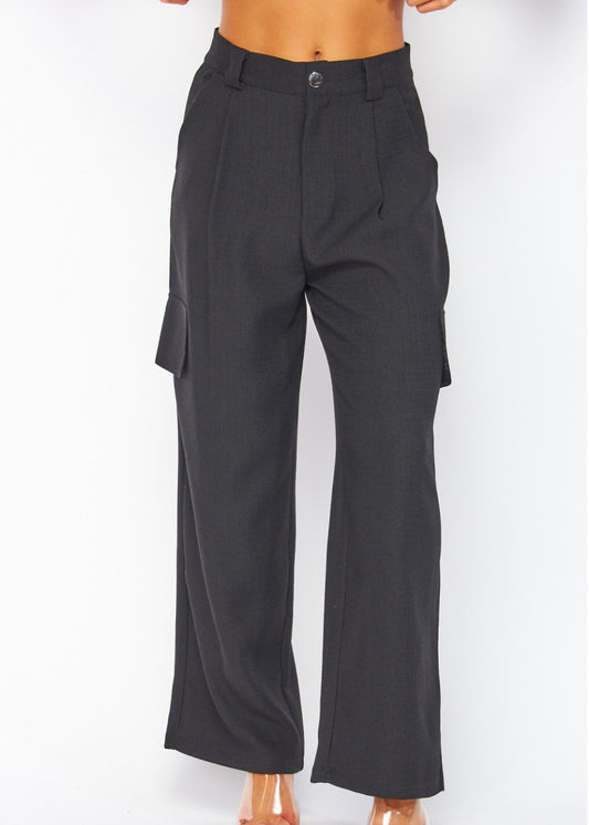 Fabric Cargo Wide-leg Pants | Color Negro