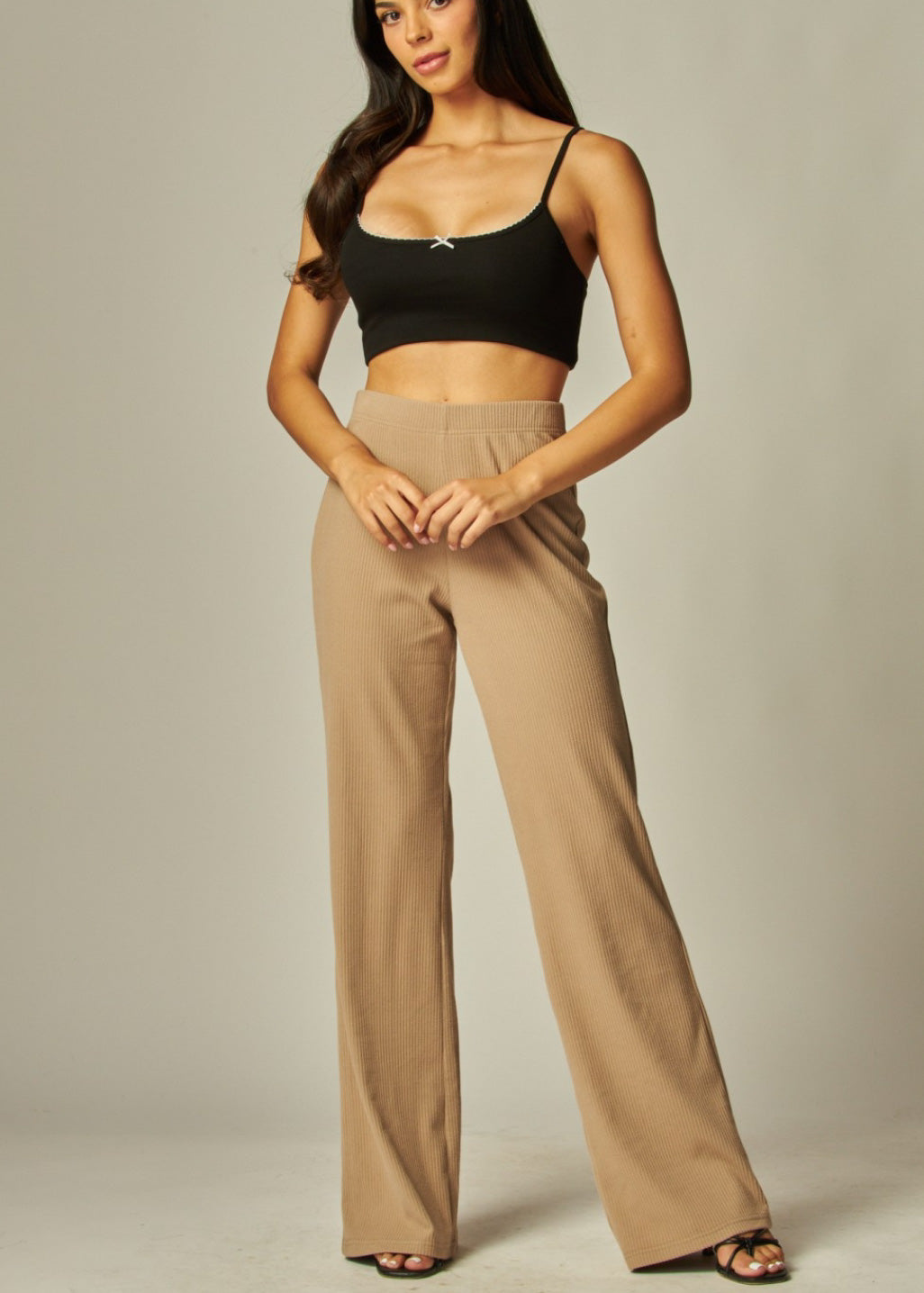 Soft Rib Wide Leg Pants
Fabric | Taupe