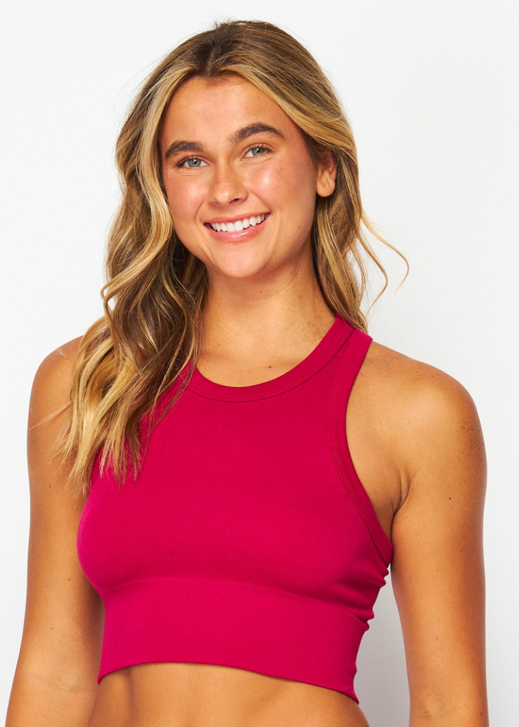 Seamless High Neck Bra | Cerise