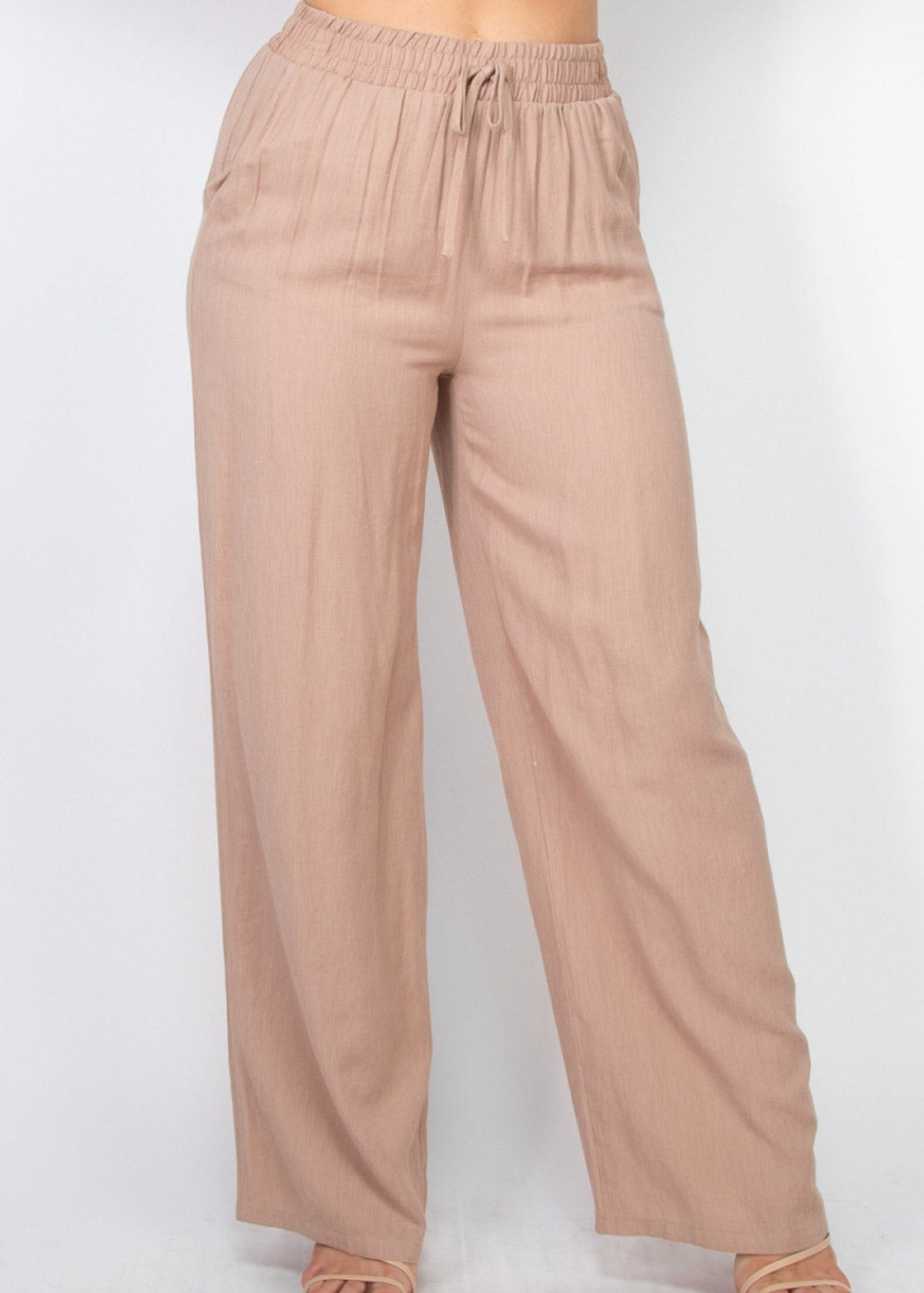 Elastic Side Pocket Linen Pants CAMEL