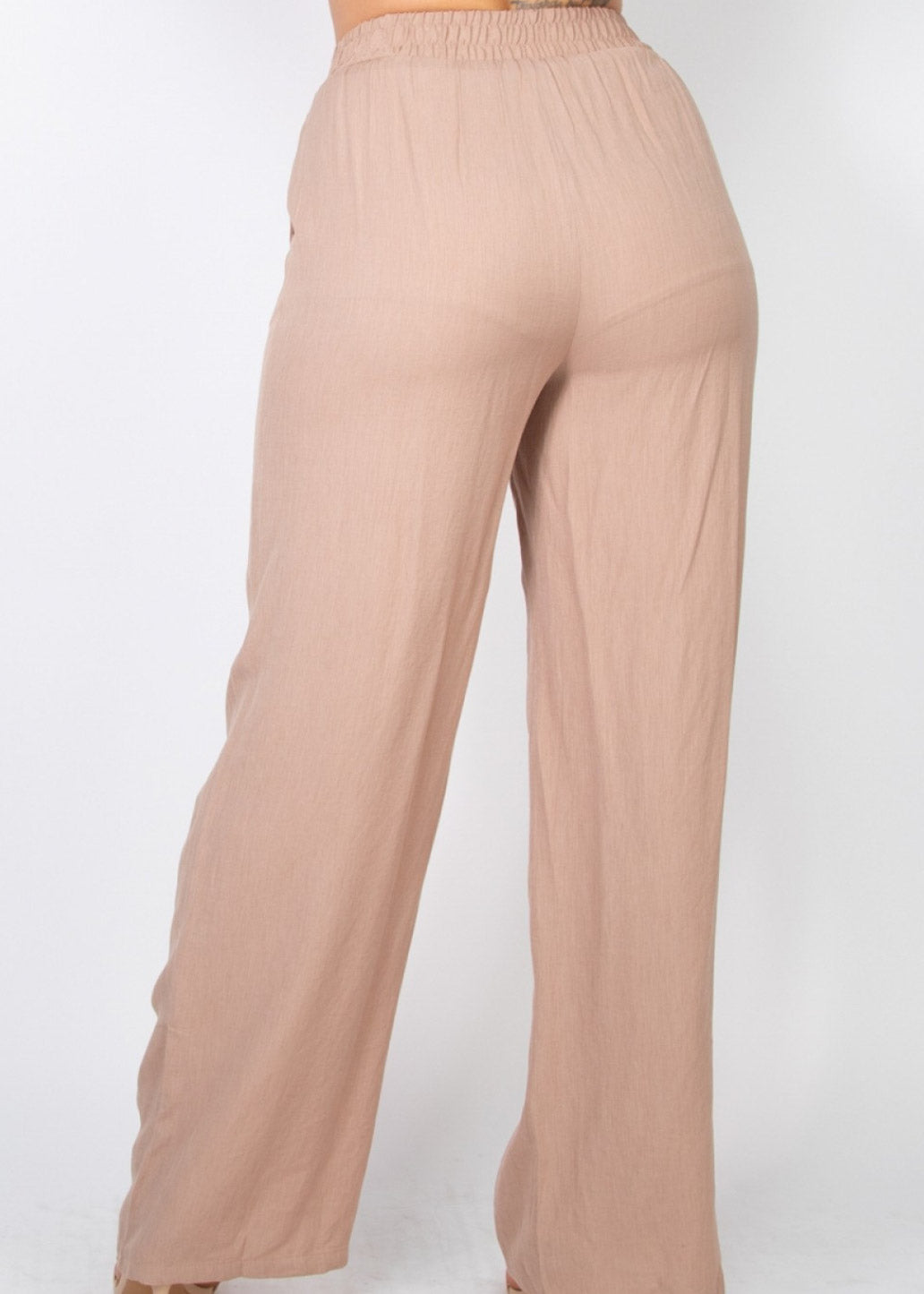 Elastic Side Pocket Linen Pants CAMEL