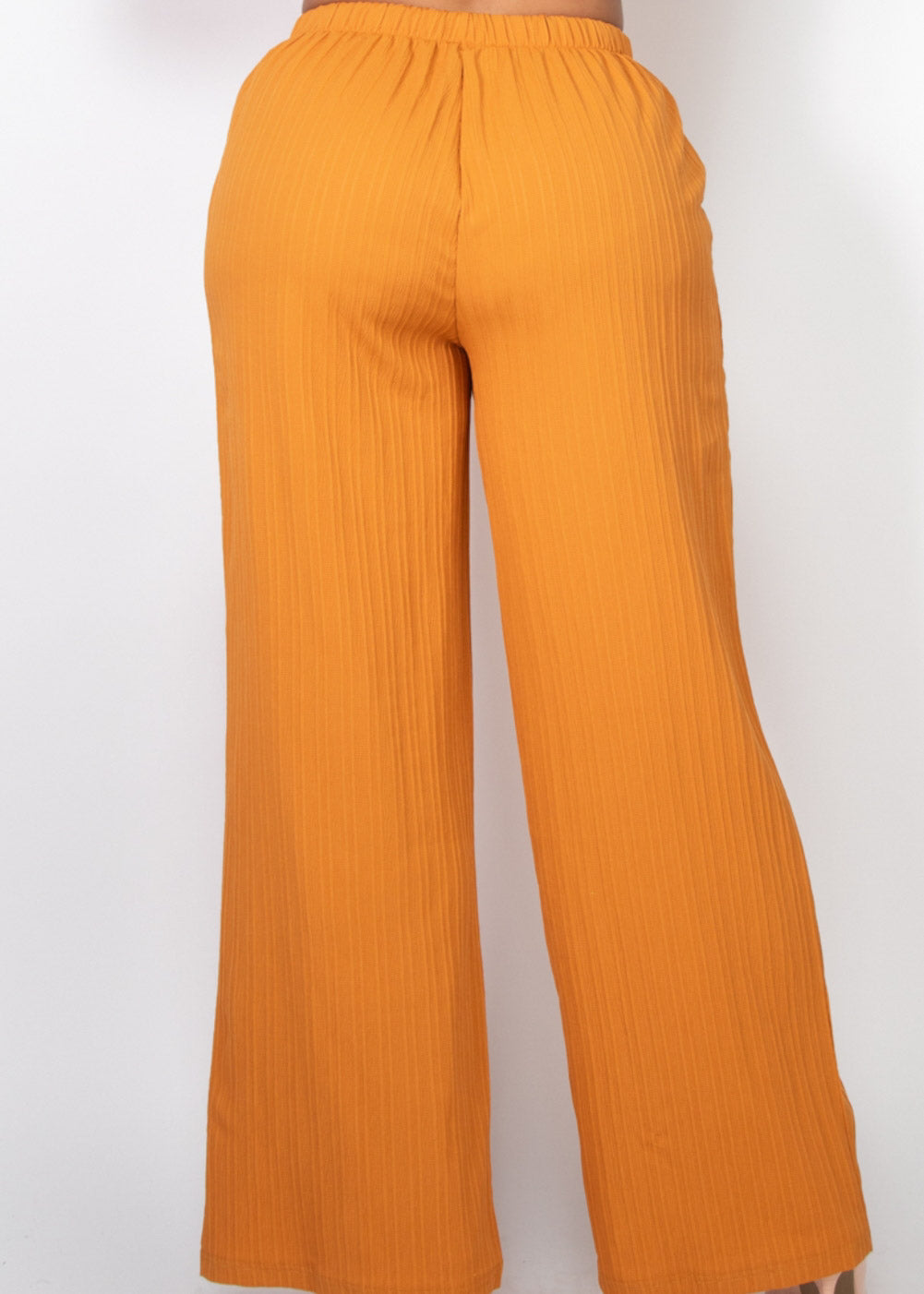 Wide High-Rise Drawstring Textured Pants