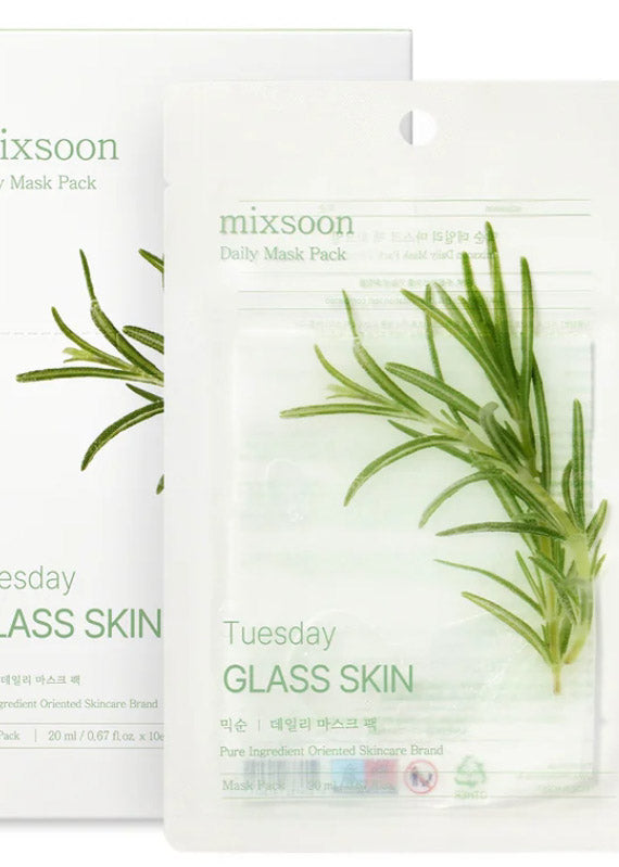 Mixsoon Daily Mask Pack 20ml X 10 sheets -1-Mask Routine Pore Minimizer, Tone-Up, Glass Skin, Calming, Tightening, Brightening, Moisture, and Total Care Masks Korean Skincare