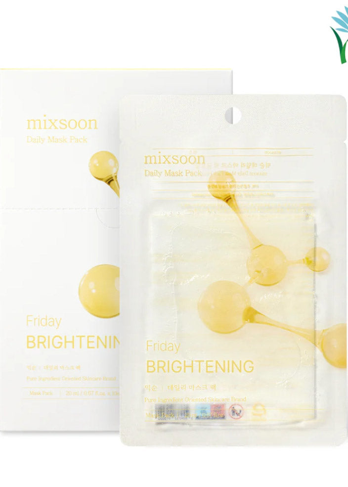 Mixsoon Daily Mask Pack 20ml X 10 sheets, Routine Pore Minimizer, Tone-Up, Glass Skin, Calming, Tightening, Brightening, Moisture, and Total Care Masks Korean Skincare