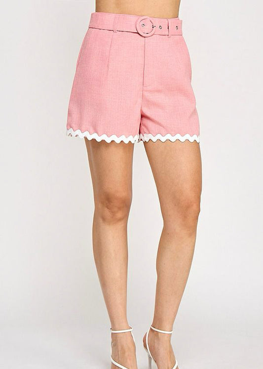 WAVE EDGE TRIM DETAIL BELTED SHORT