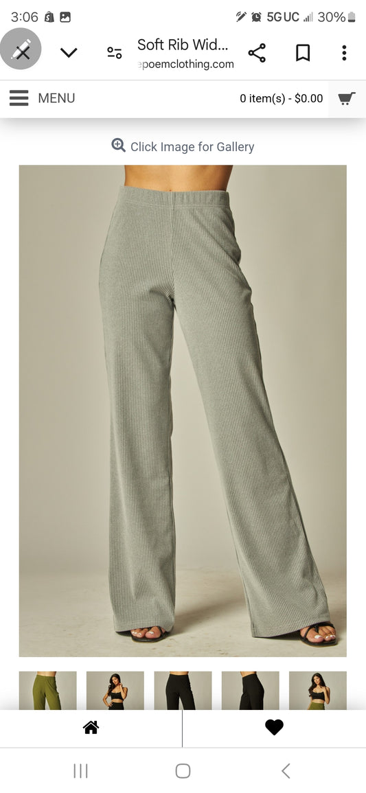 Soft Rib Wide Leg Pants
Fabric | Grey