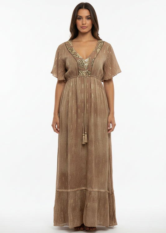 Traje Bohemio largo con mangas de Mariposa