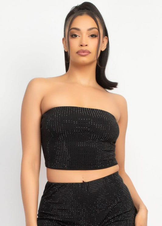 Rhinestone Tube Crop Top