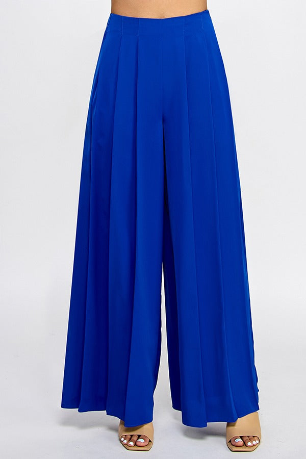 PLEATED LONG WIDE PANTS