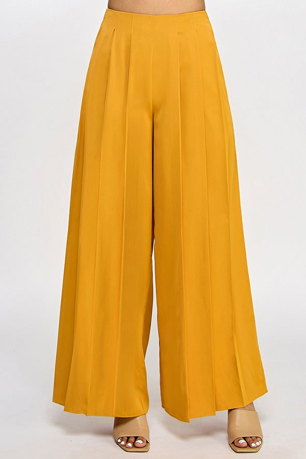 PLEATED LONG WIDE PANTS