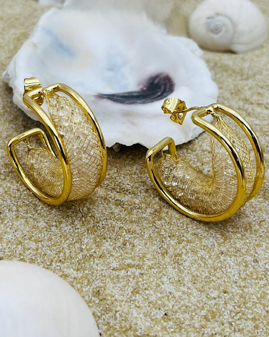 Aretes el color oro gold plate