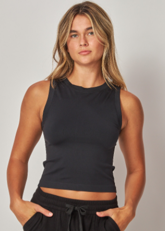 Flat Seamless | High Neck Crop Top | Blusa  Color BK