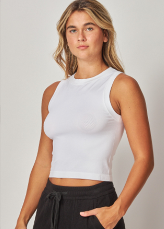 Flat Seamless | High Neck Crop Top | Blusa  Color WT