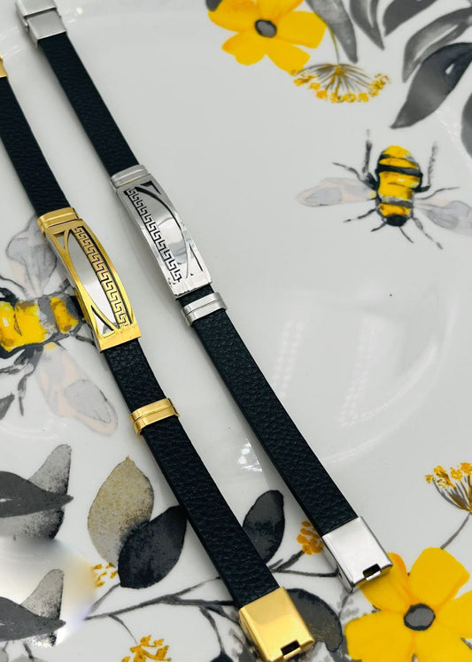 Pulseras en Stainless Steel y cuero para caballeros