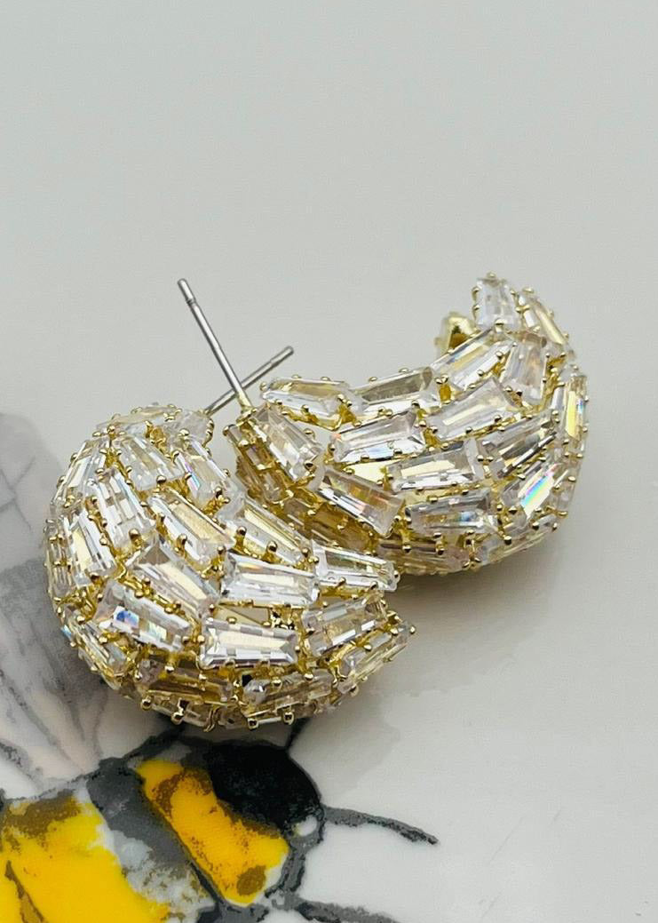 Arete Gold Plate con Rhinestone