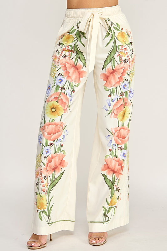 PLACEMENT FLOWER PANTS W/ WAIST STRING