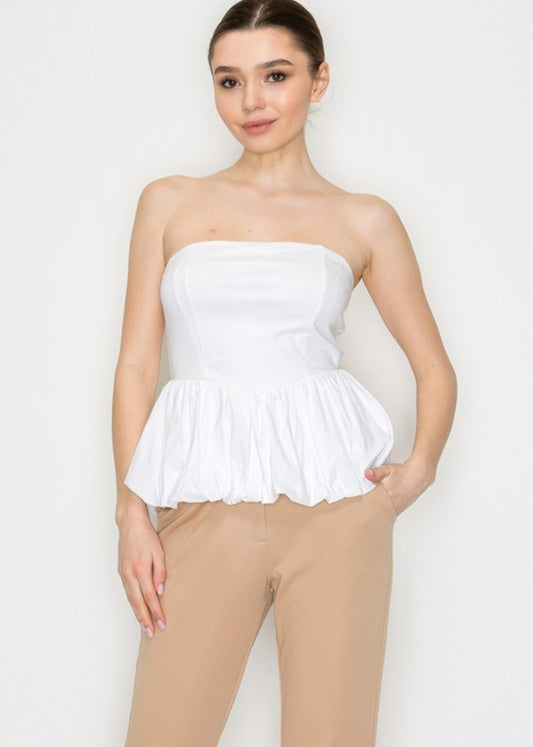 STRAPLESS BALLOON TOP (WOVEN)