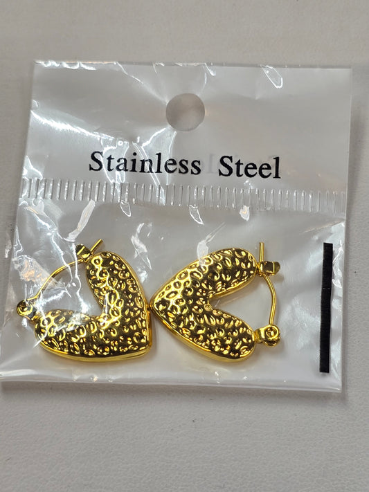 Pendientes en acero inoxidable | Estilo de corazon en dorado