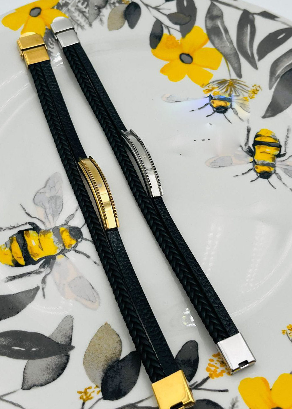 Pulseras en Stainless Steel y cuero para caballeros