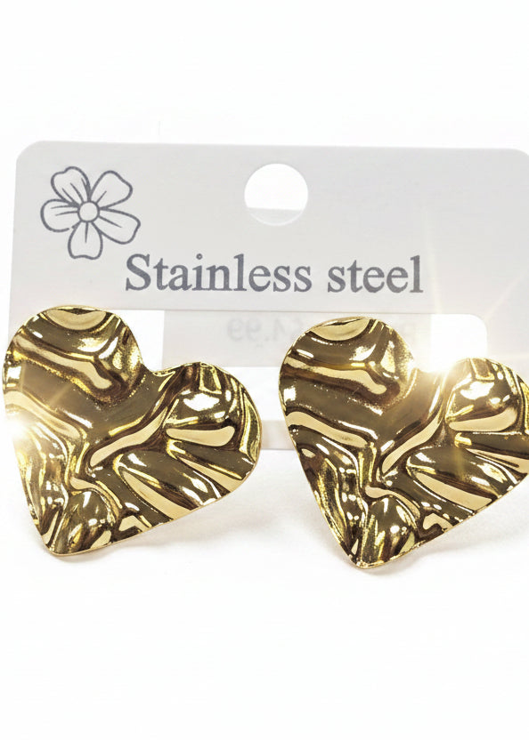 Pendientes en acero inoxidable | Estilo de corazon en dorado