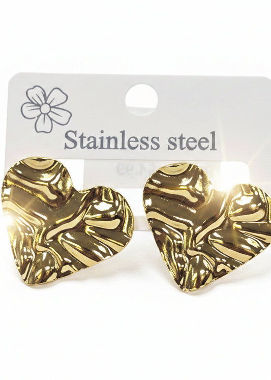 Pendientes en acero inoxidable | Estilo de corazon en dorado