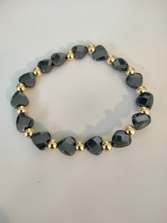 Pulsera de cristal cortados en forma de corazón