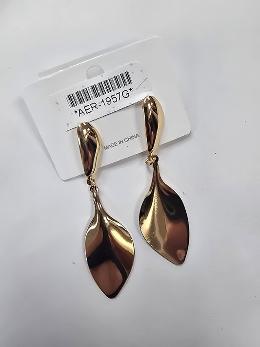 Aretes de hoja colores sólidos doradas y platas