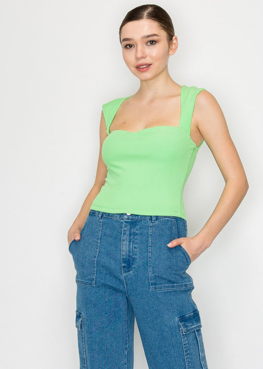 BACK SLIT HEART NECK TOP (KNIT)