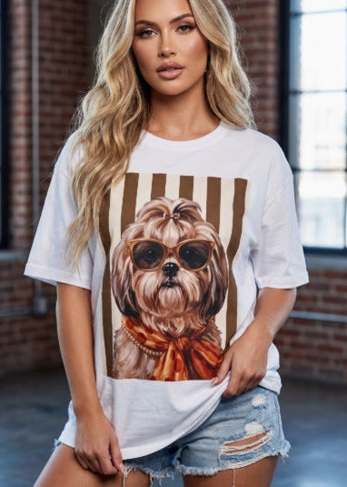 Shih Tzu Cute Print Oversize T Shirts