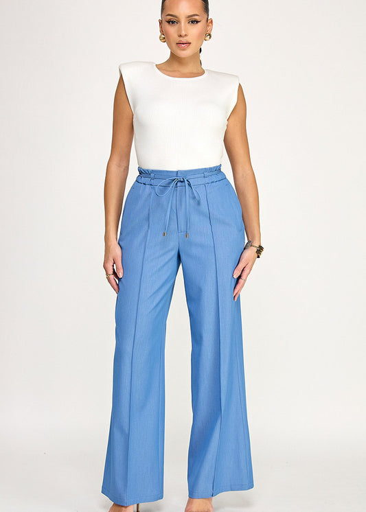 BELTED WAIST PANTS W/ FRONT PLEAT