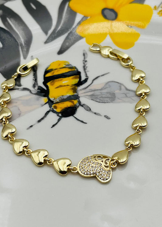 Pulsera con estilo de Corazón en Gold Plate