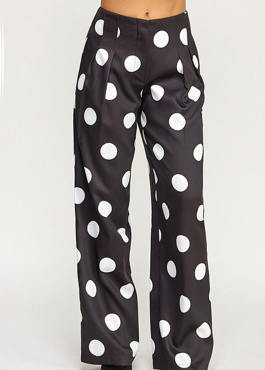 PRINTED WAIST PLEAT DETAIL PANTS