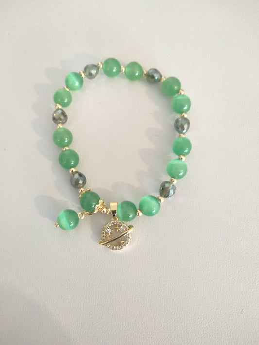 Pulsera en cristal con perlas cultivadas y pendant del Júpiter