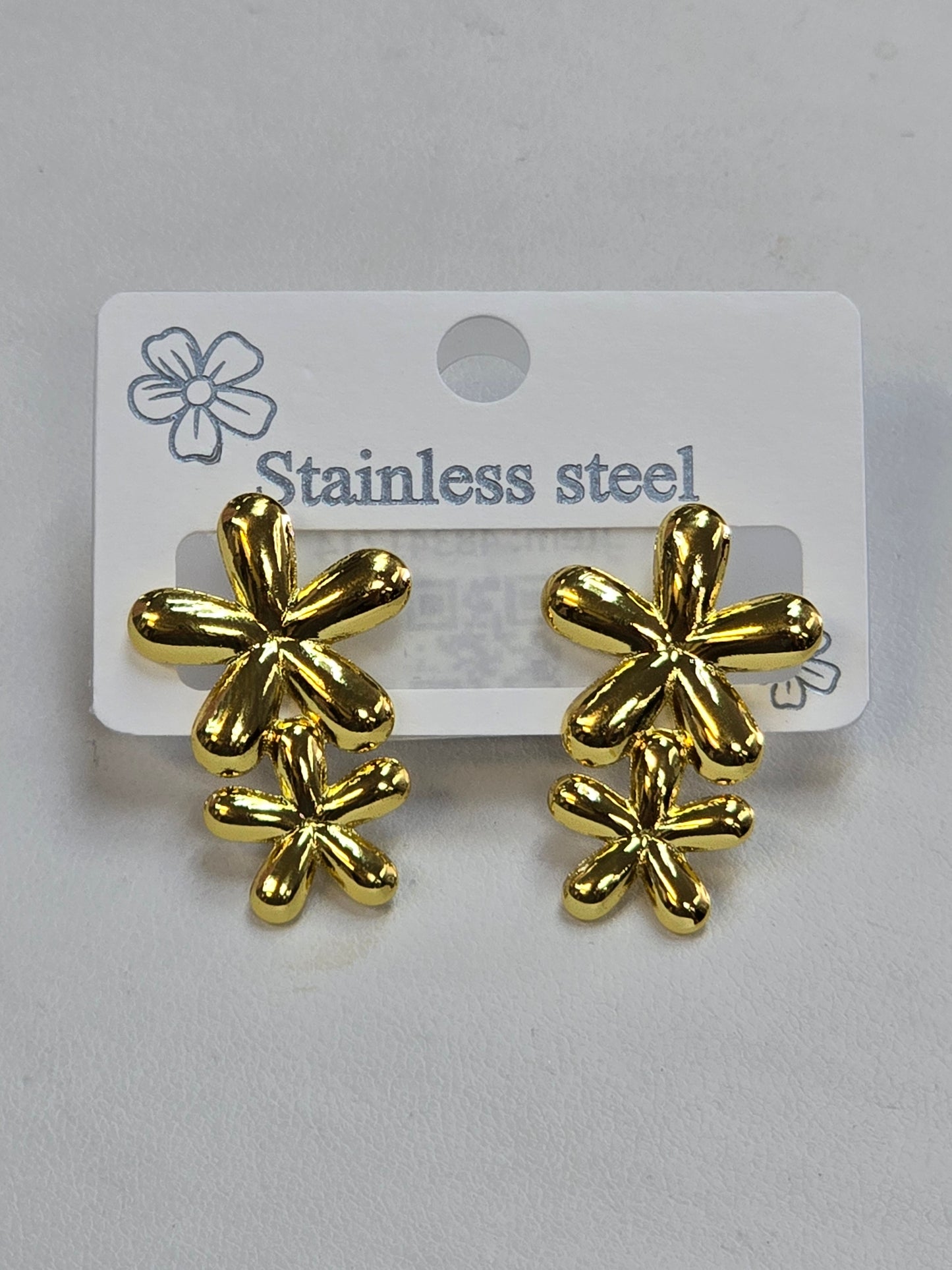 Aretes de Acero inoxidable dorado de hojitas