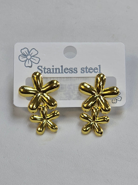 Aretes de Acero inoxidable dorado de hojitas