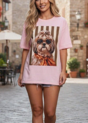 Shih Tzu Cute Print Oversize T Shirts