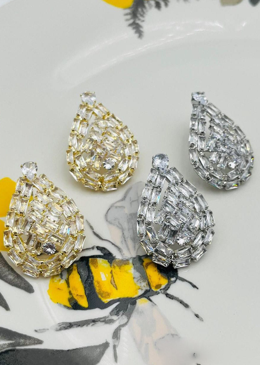 Arete en Forma de Gota con Rhinestones
