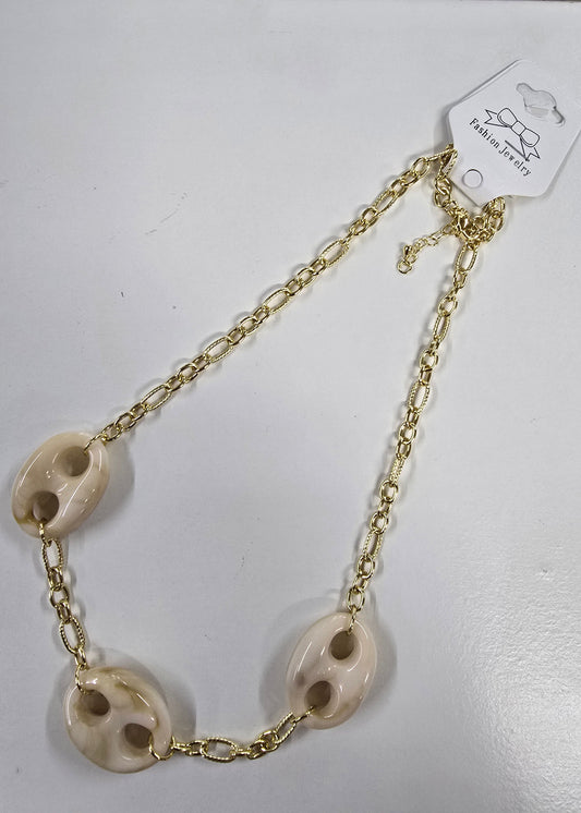 Collar Dorado para Mujer con Eslabones Marmoleados Beige