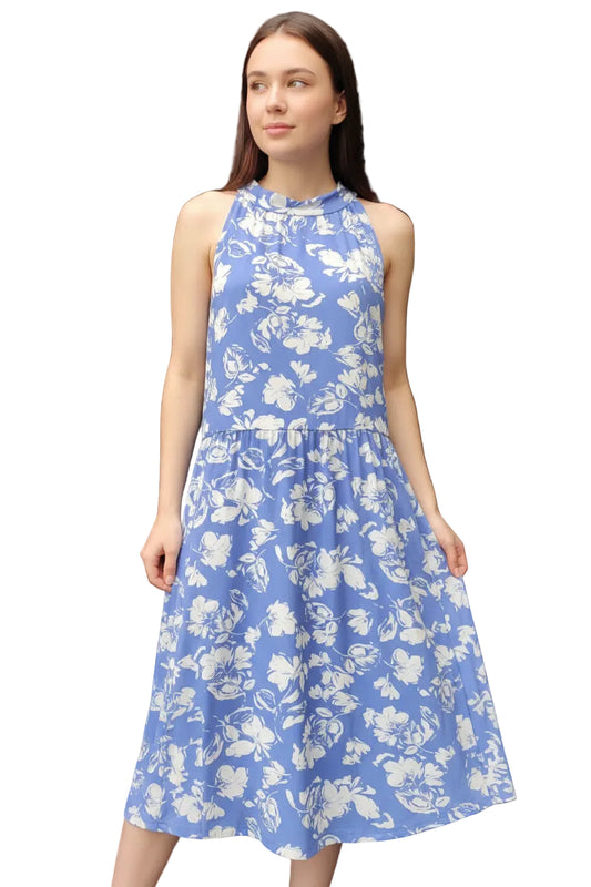 Traje largo sin mangas floreado