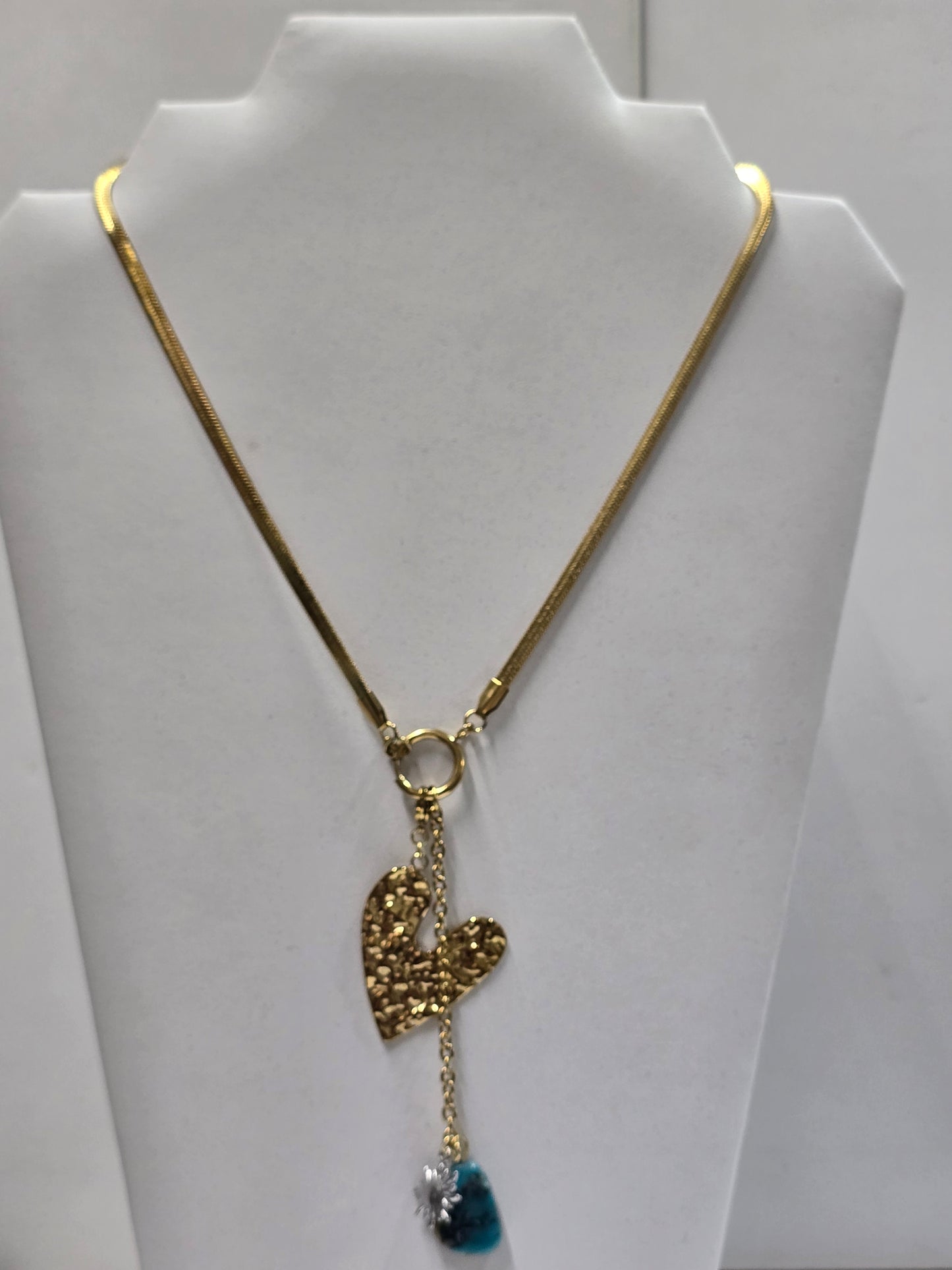 Collar De Acero Inoxidable Plata Con Piedra De Fénix Cadena De Serpiente