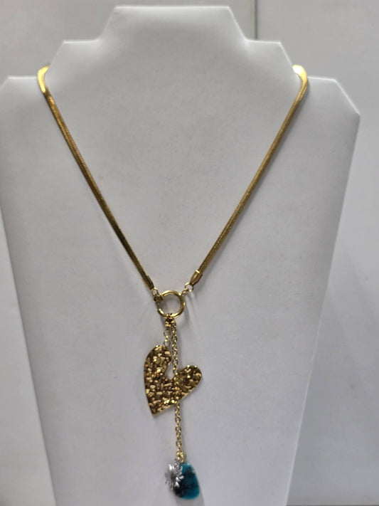 Collar De Acero Inoxidable Plata Con Piedra De Fénix Cadena De Serpiente