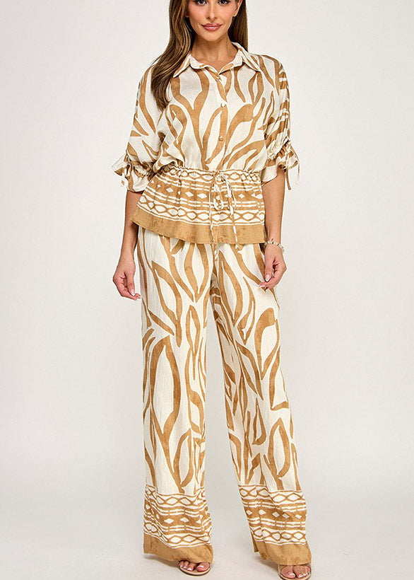 BORDER PRINTED DOLMAN SLV TOP AND PANTS SET