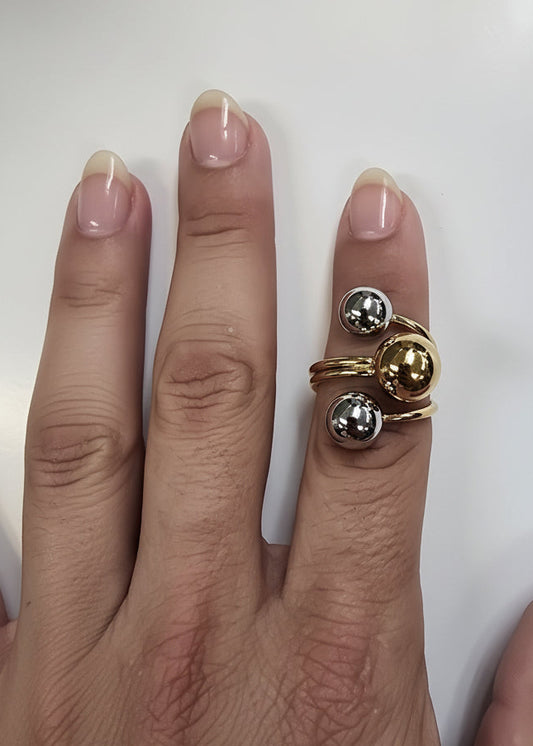 Sortija vintage con perlas gris