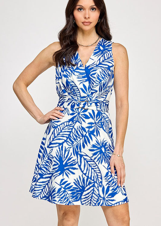 SLVLS SURPLICE BELTED MINI DRESS