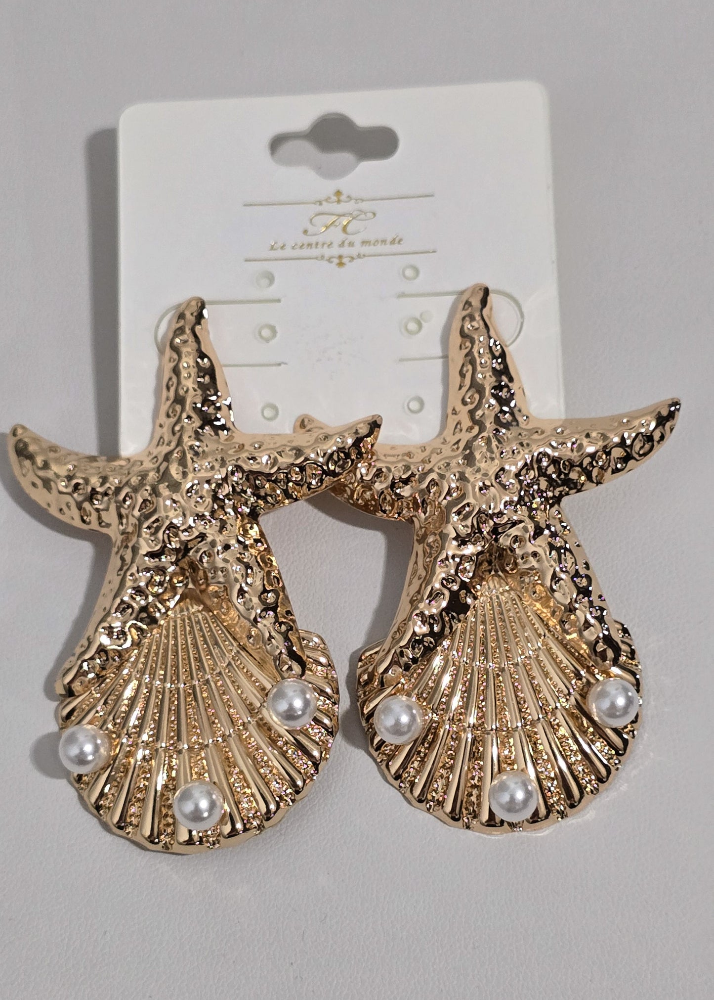 Arete de Estralla de Mar Concha y Perla | Top Trend