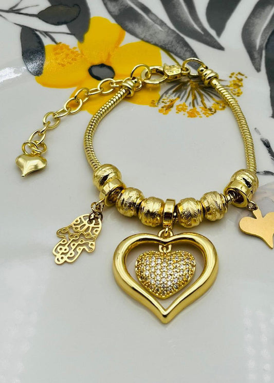 Pulsera con Cham de Corazón grande